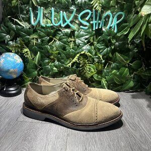 Cole Haan Cap Tope Oxford Suede Leather Brown Dress Men Shoes Size 10.5